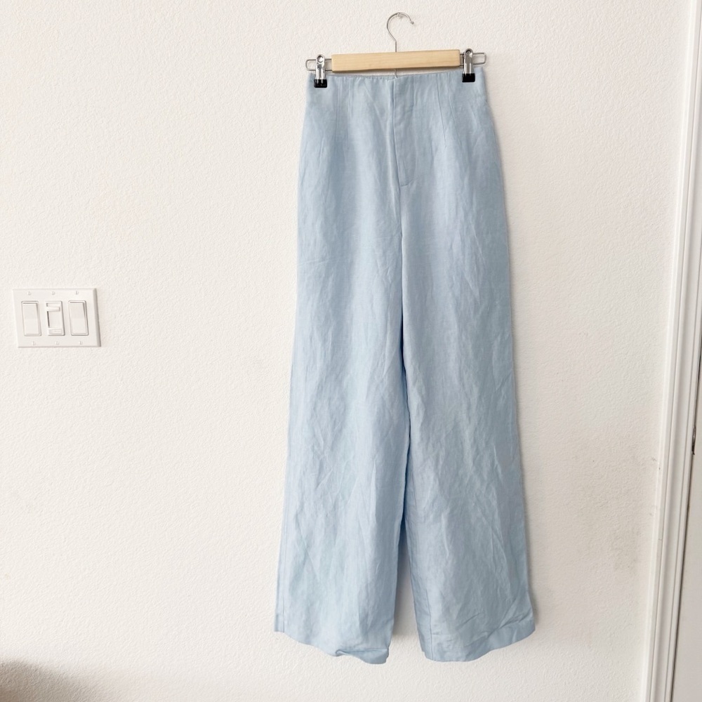 4SI3NNA- High Rise Wide Leg Blue Toni Lined Pants- Size XS
